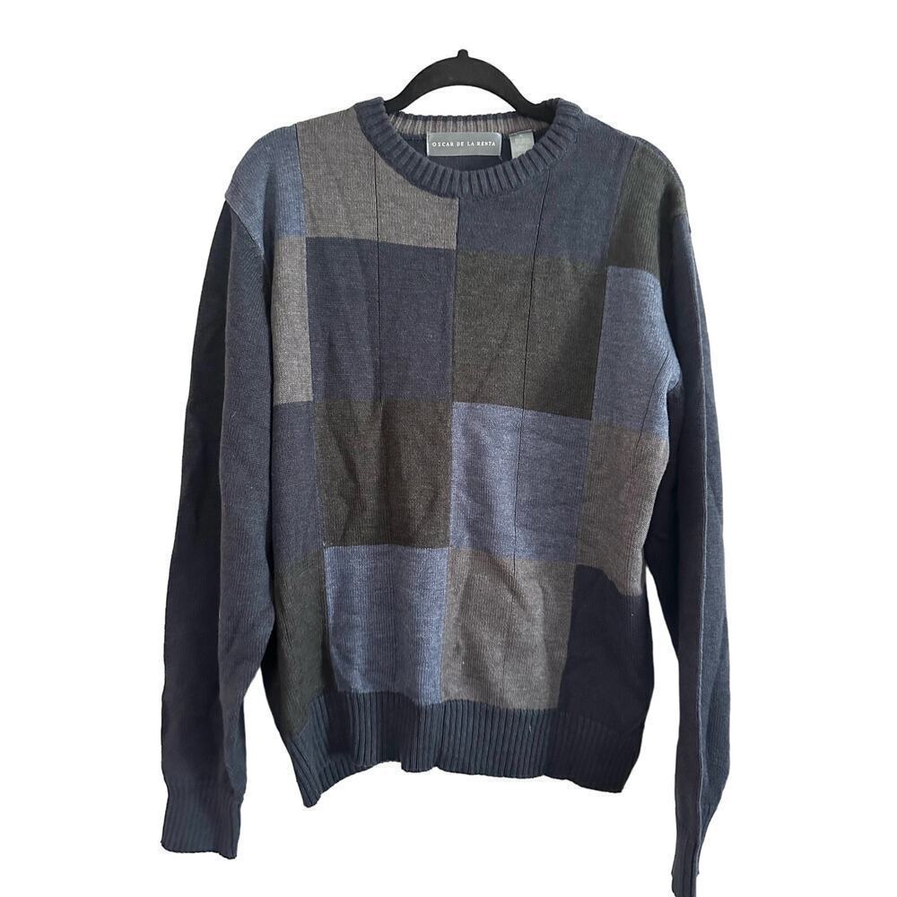 Vintage OSCAR DE LA RENTA Colorblock Grandpa Sweater - Men’s Sz XL
